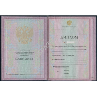 Диплом колледжа бланк образца 1997-2001 года, образец